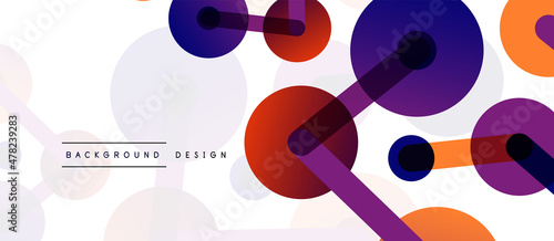 Abstract background. Round dots connected by lines. Trendy techno business template for wallpaper, banner, background or landing