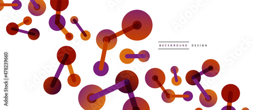 Abstract background. Round dots connected by lines. Trendy techno business template for wallpaper, banner, background or landing