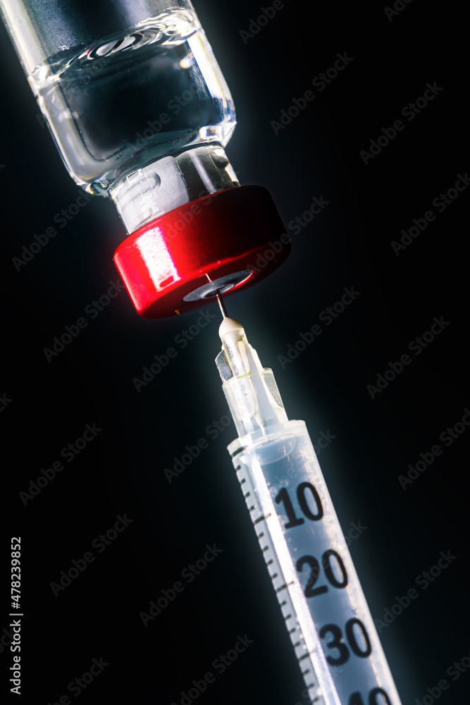 Vaccine with hypodermic syringe and needle
Vaccine with hypodermic syringe and needle