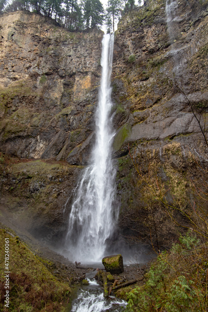 Fototapeta premium Beautiful Waterfall In Green Scenery Of Oregon