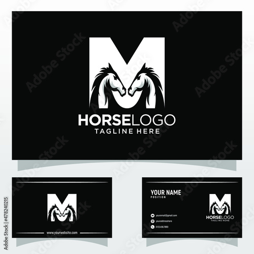 Letter M Horse Logo Design Template Inspiration, Vector Illustration.