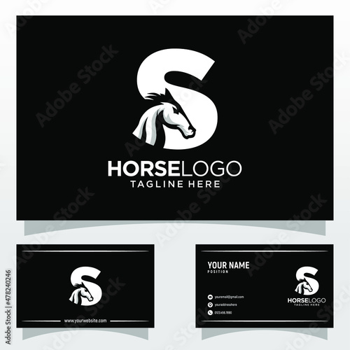 Letter S Horse Logo Design Template Inspiration, Vector Illustration. photo