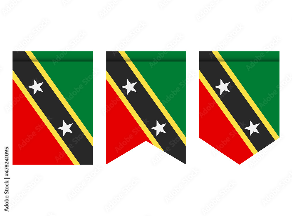 Fototapeta premium Saint Kitts and Nevis flag or pennant isolated on white background. Pennant flag icon.