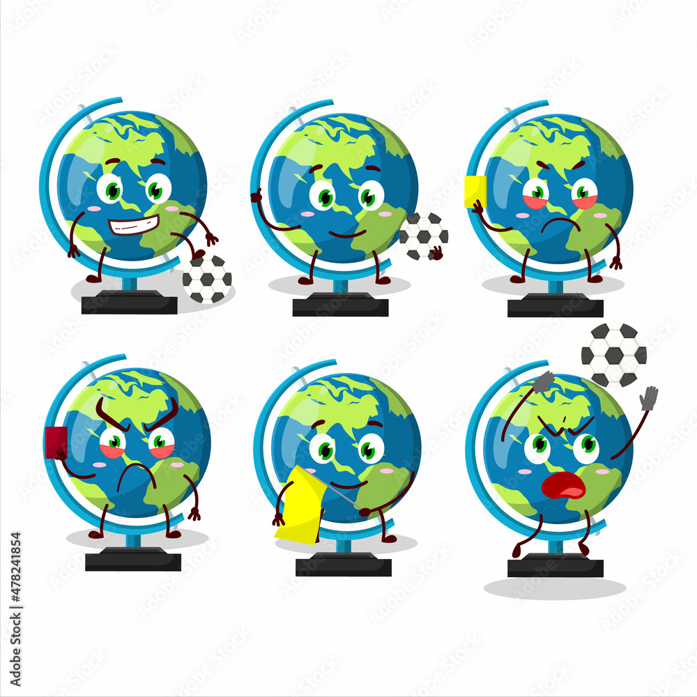 Naklejka premium Globe ball cartoon character working as a Football referee