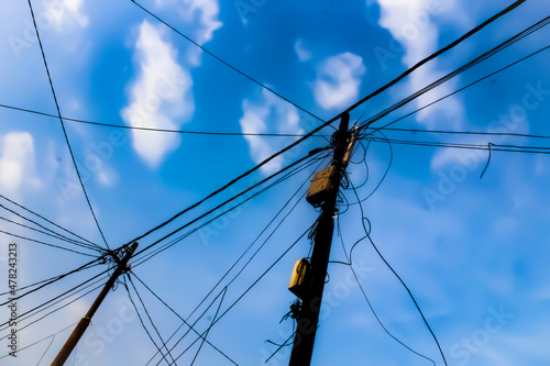 Electric poles that connect electricity to the entire house.