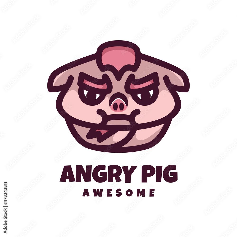Illustration vector graphic of Angry Pig, good for logo design