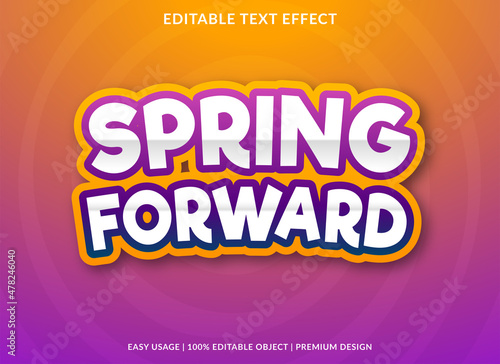 spring forward text effect template design with bold and abstract style use for business logo and brand
