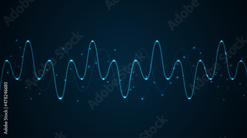 Sound waves oscillating glow light, Abstract technology background
