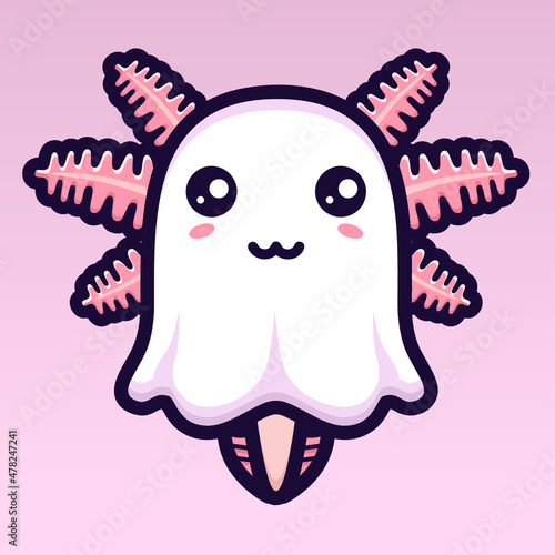 cute axolotl ghost character design