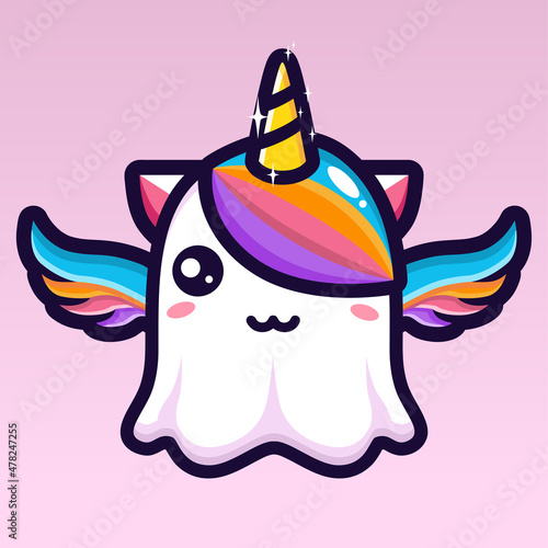 cute unicorn ghost character design