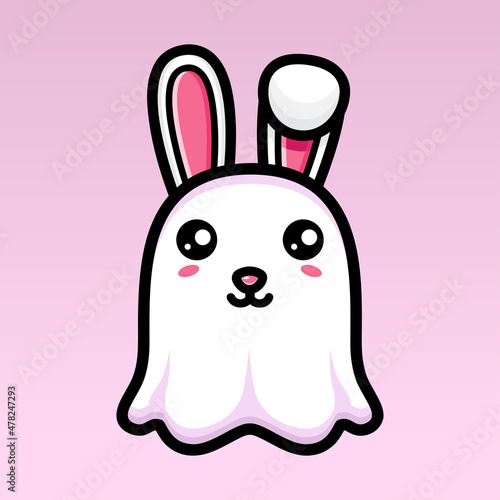 cute bunny ghost character design