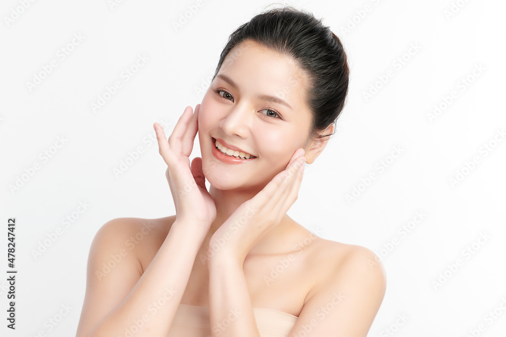 Beautiful young asian woman with clean fresh skin on white background, Face care, Facial treatment, Cosmetology, beauty and spa, Asian women portrait. Beautiful young asian woman with clean fresh skin on white background, Face care, Facial treatment, Cosmetology, beauty and spa, Asian women portrait.