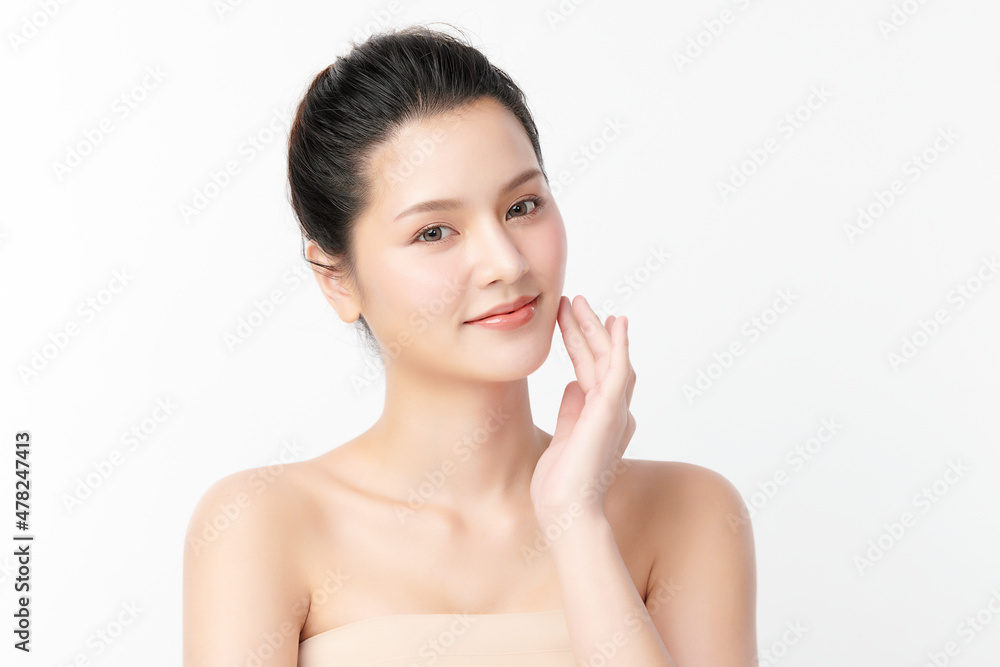 Beautiful young asian woman with clean fresh skin on white background, Face care, Facial treatment, Cosmetology, beauty and spa, Asian women portrait. Beautiful young asian woman with clean fresh skin on white background, Face care, Facial treatment, Cosmetology, beauty and spa, Asian women portrait.