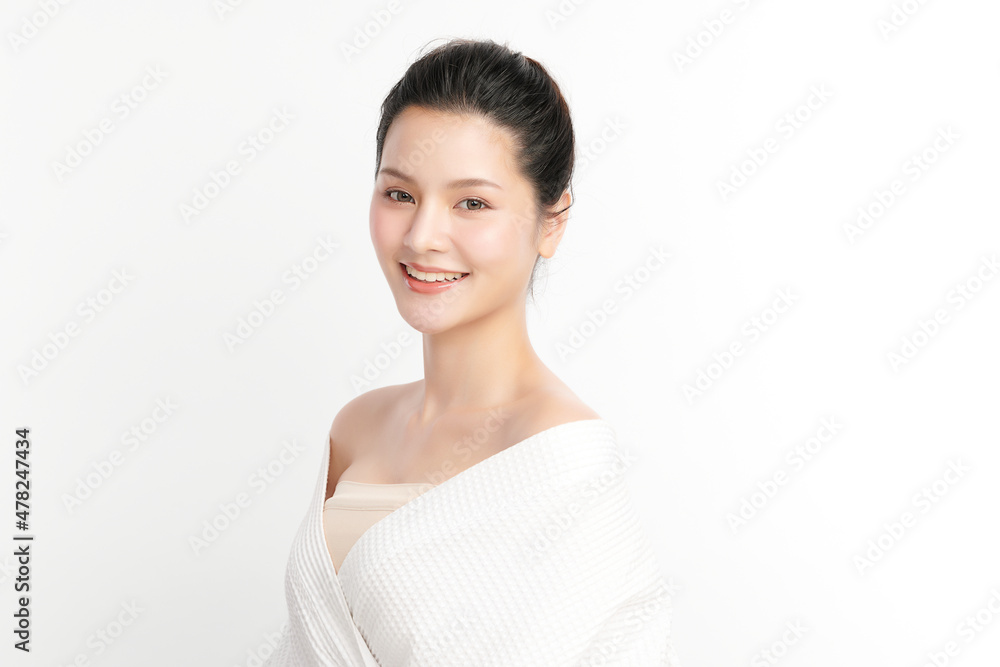 Beautiful young asian woman with clean fresh skin on white background, Face care, Facial treatment, Cosmetology, beauty and spa, Asian women portrait. Beautiful young asian woman with clean fresh skin on white background, Face care, Facial treatment, Cosmetology, beauty and spa, Asian women portrait.