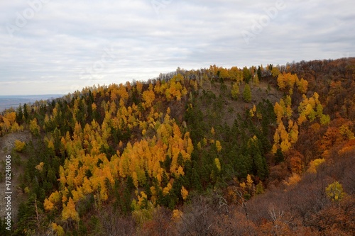 Autumn views of broad-leaved forest in Zhiguli mountains