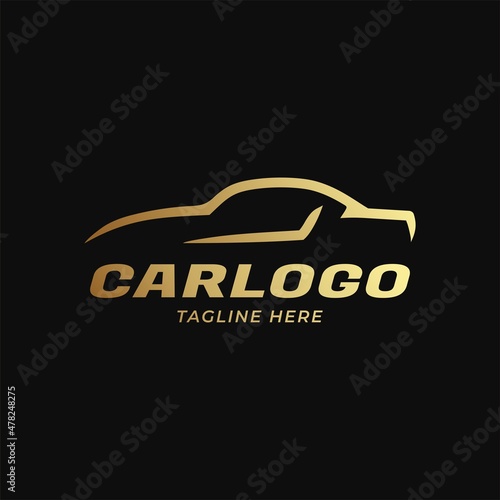 Gold Car Logo Template with Black background. Car logo for Automotive Company logo. Car logo template