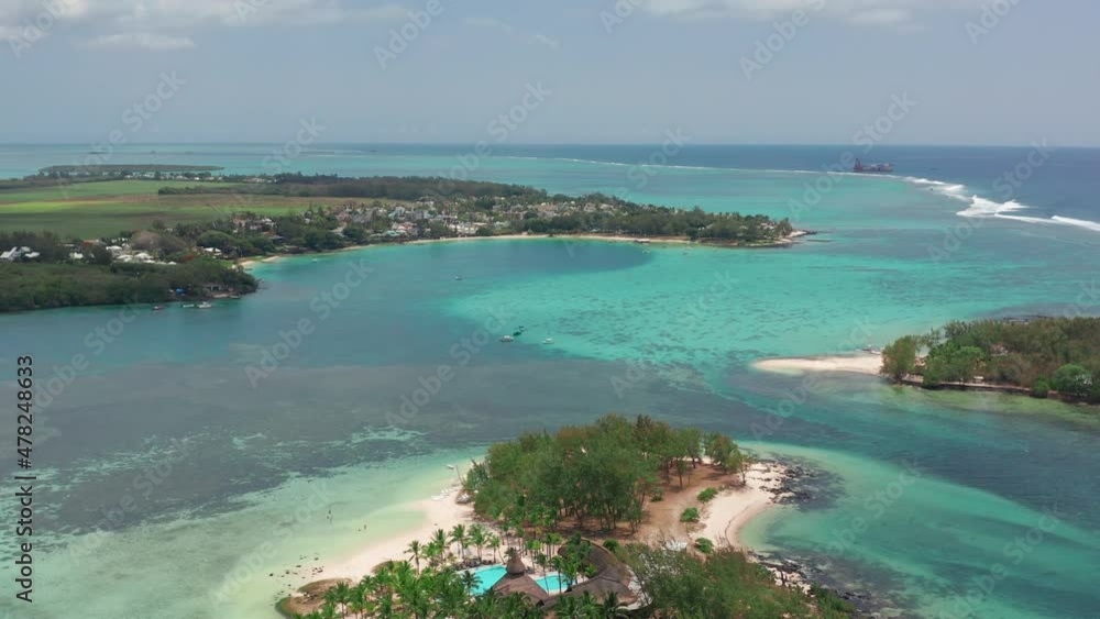 Aerial view of the beautiful coral reef of Mauritius. Amazing coral reef and blue lagoon on the island of Mauritius Aerial view of the beautiful coral reef of Mauritius. Amazing coral reef and blue lagoon on the island of Mauritius