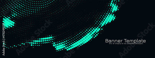 Modern neon green halftone design dark banner template