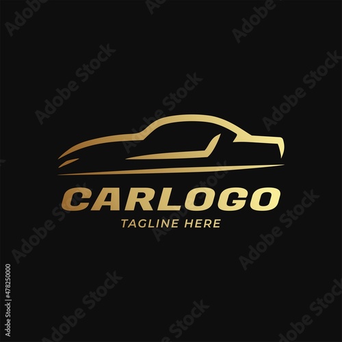 Gold Car Logo Template with Black background. Car logo template