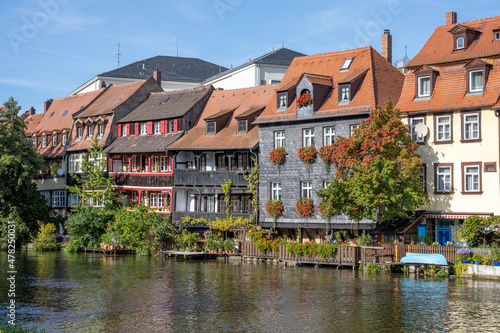 The lovely old fishermen houses at the river Regnitz in Bamberg, Germany