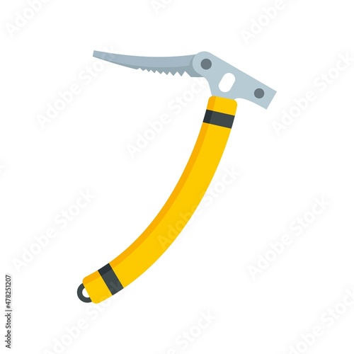 Industrial climber ice axe icon flat isolated vector