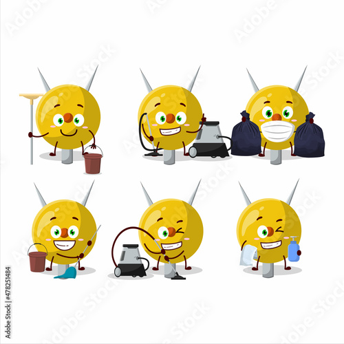 Cleaning service term stationery cute cartoon character using mop