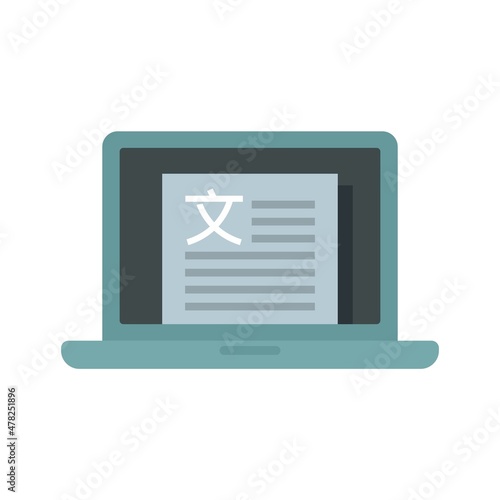 Laptop linguist icon flat isolated vector