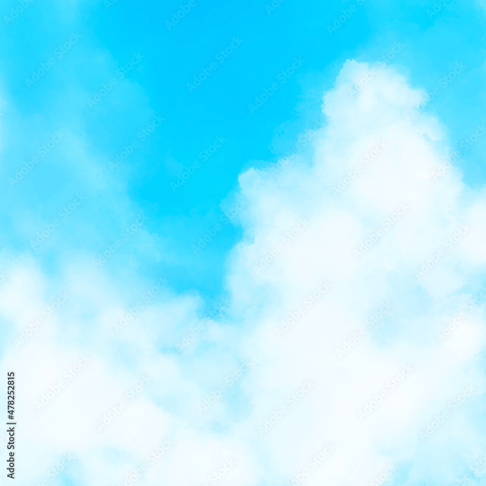 青空と雲の水彩風イラスト素材 青空と雲の水彩風イラスト素材