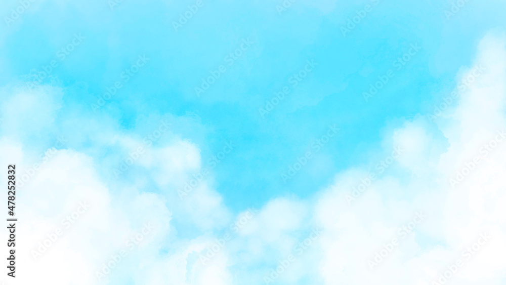 青空と雲の水彩風イラスト素材