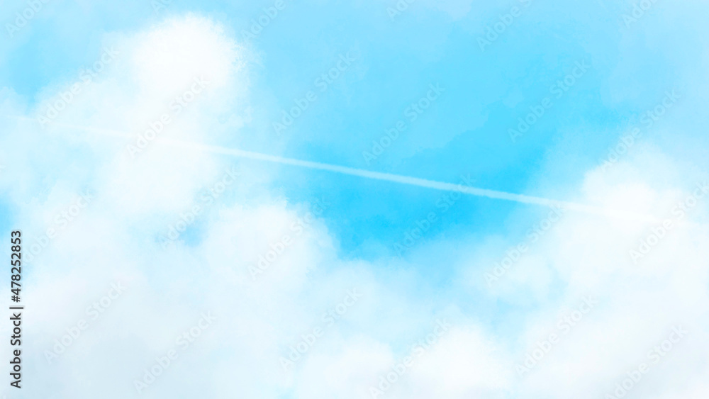 青空と雲の水彩風イラスト素材 青空と雲の水彩風イラスト素材