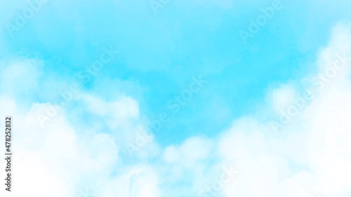 青空と雲の水彩風イラスト素材