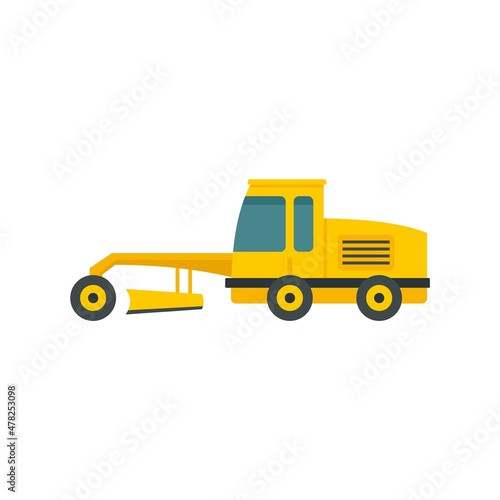 Grader machine truck icon flat isolated vector