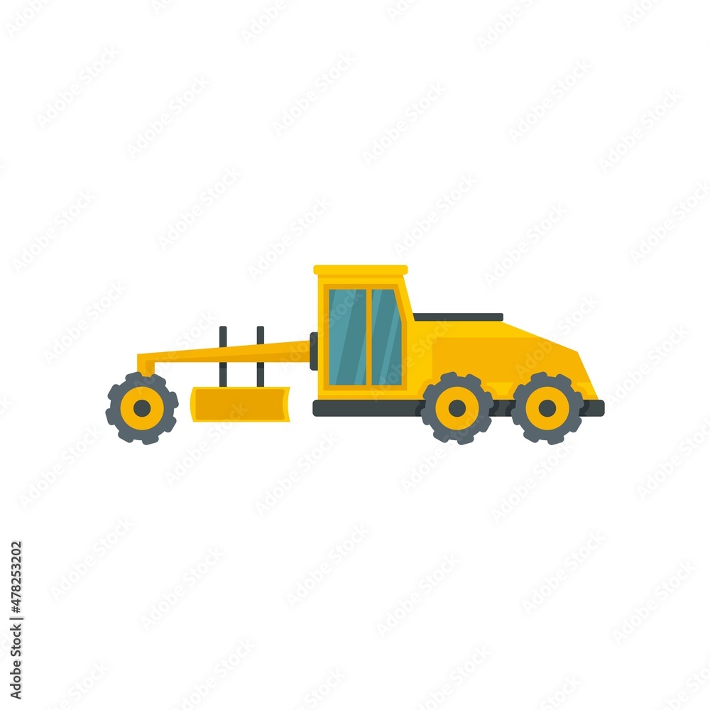 Grader machine vehicle icon flat isolated vector Grader machine vehicle icon flat isolated vector