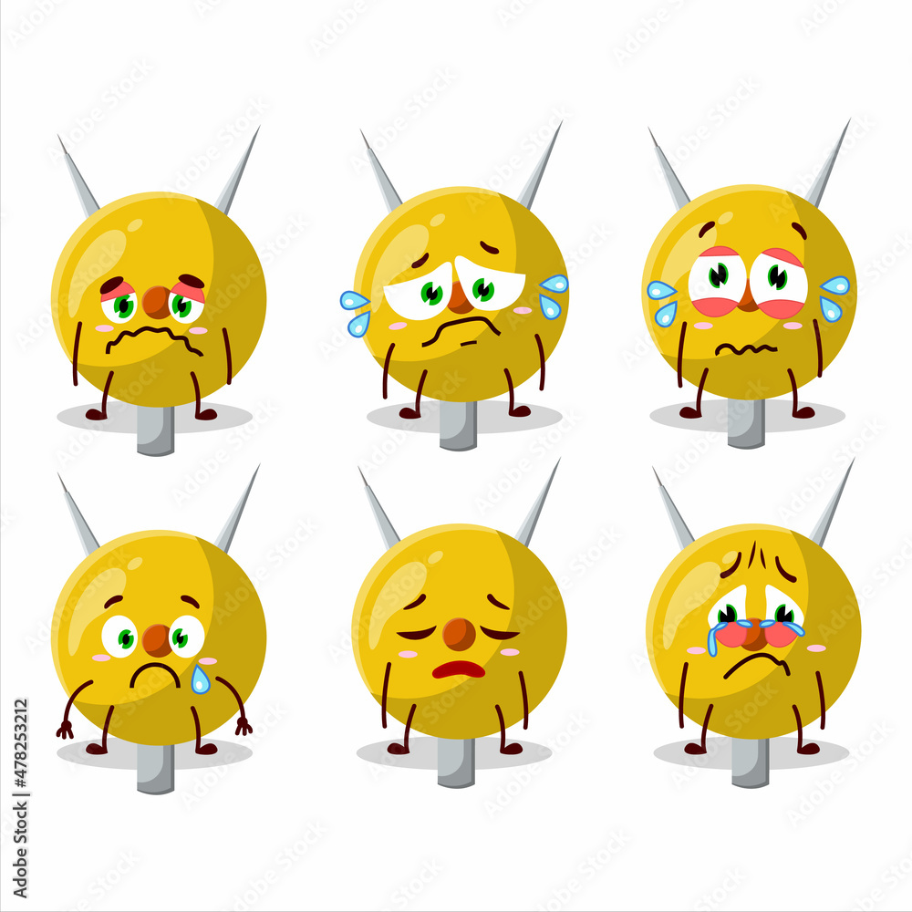 Term stationery cartoon character with sad expression