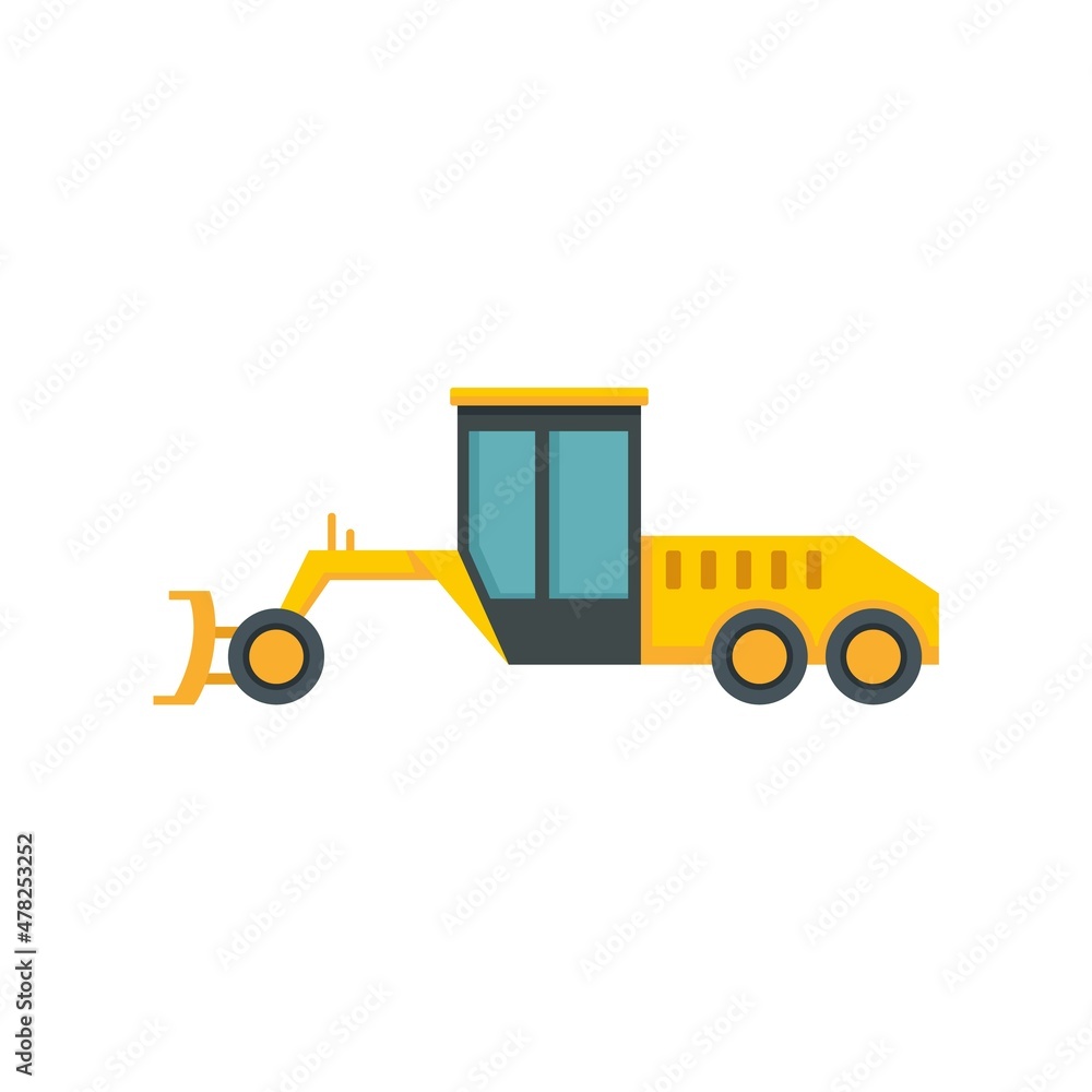 Grader machine utility icon flat isolated vector