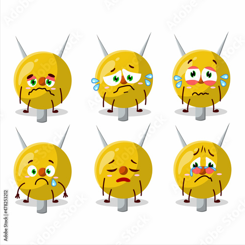 Term stationery cartoon character with sad expression