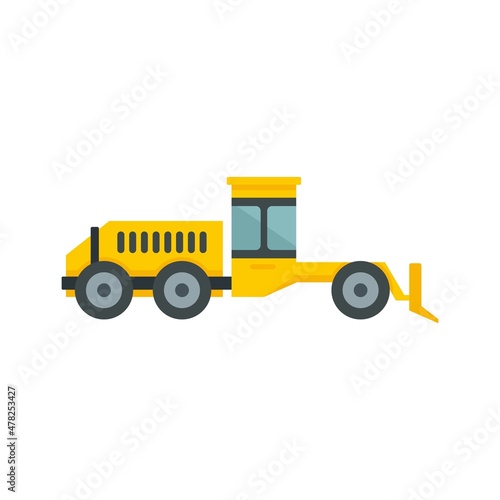 Grader machine hydraulic icon flat isolated vector