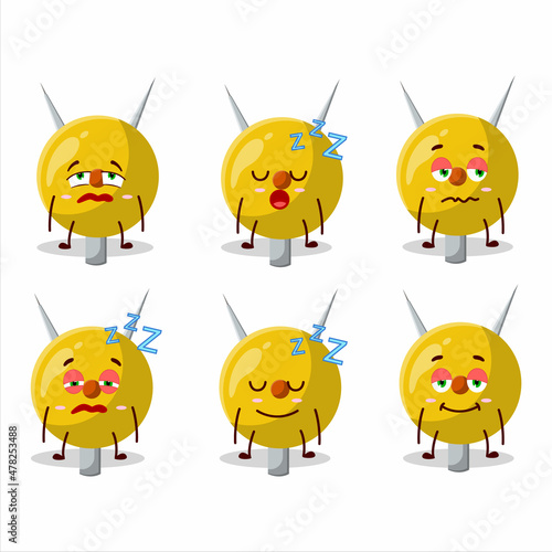 Cartoon character of term stationery with sleepy expression