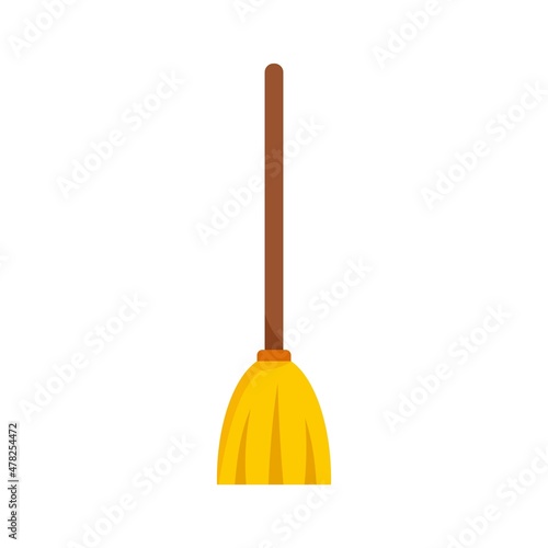 Room service broom icon flat isolated vector