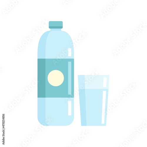 Room service water bottle icon flat isolated vector