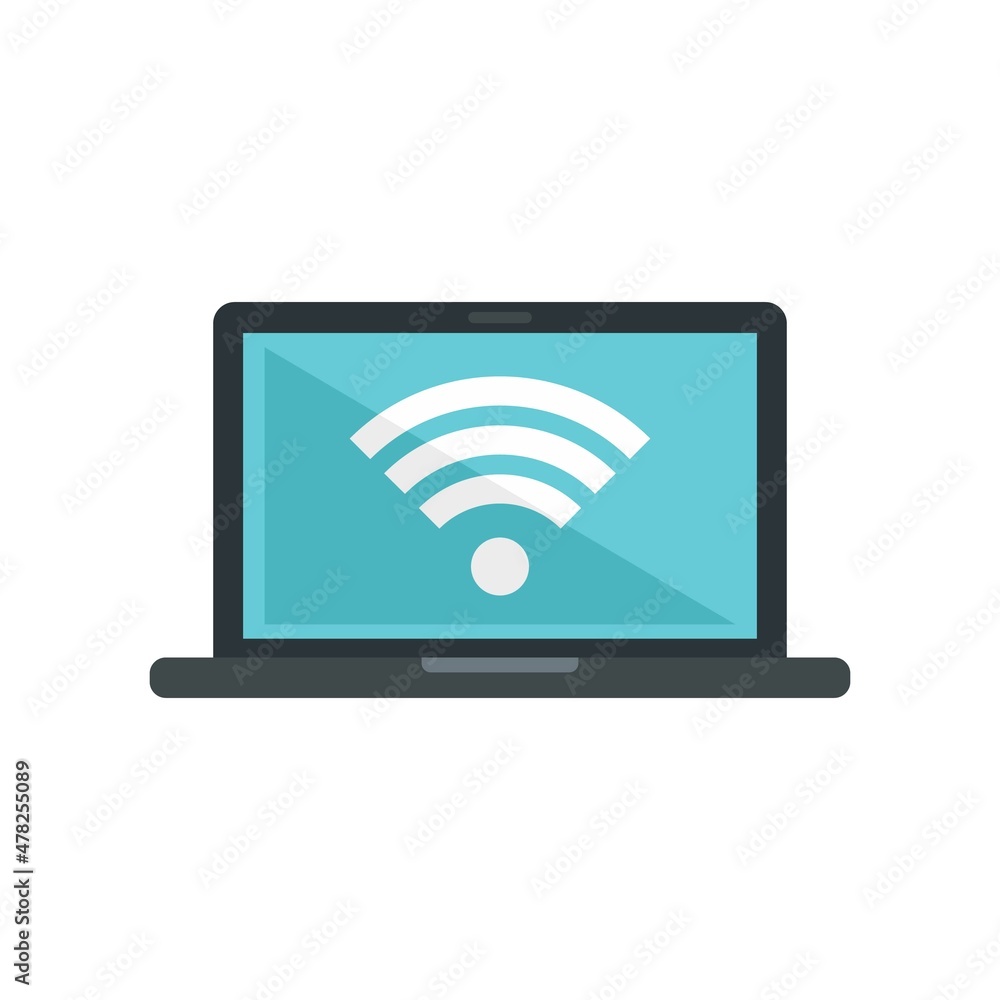Room service laptop wifi icon flat isolated vector Room service laptop wifi icon flat isolated vector