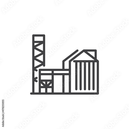 Warehouse building line icon