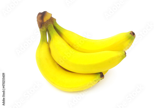 Bunch of ripe yellow bananas isolated on white background 