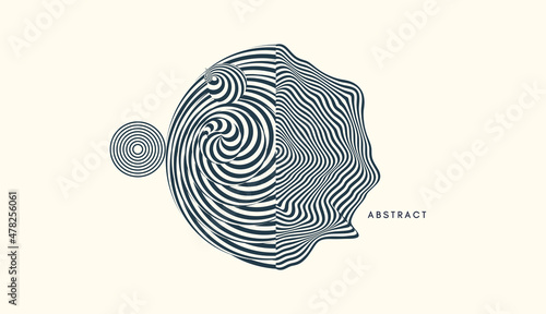 Abstract striped design element. Optical art. Black and white design. 3d vector illustration for brochure, annual report, magazine, poster, presentation, flyer and banner.