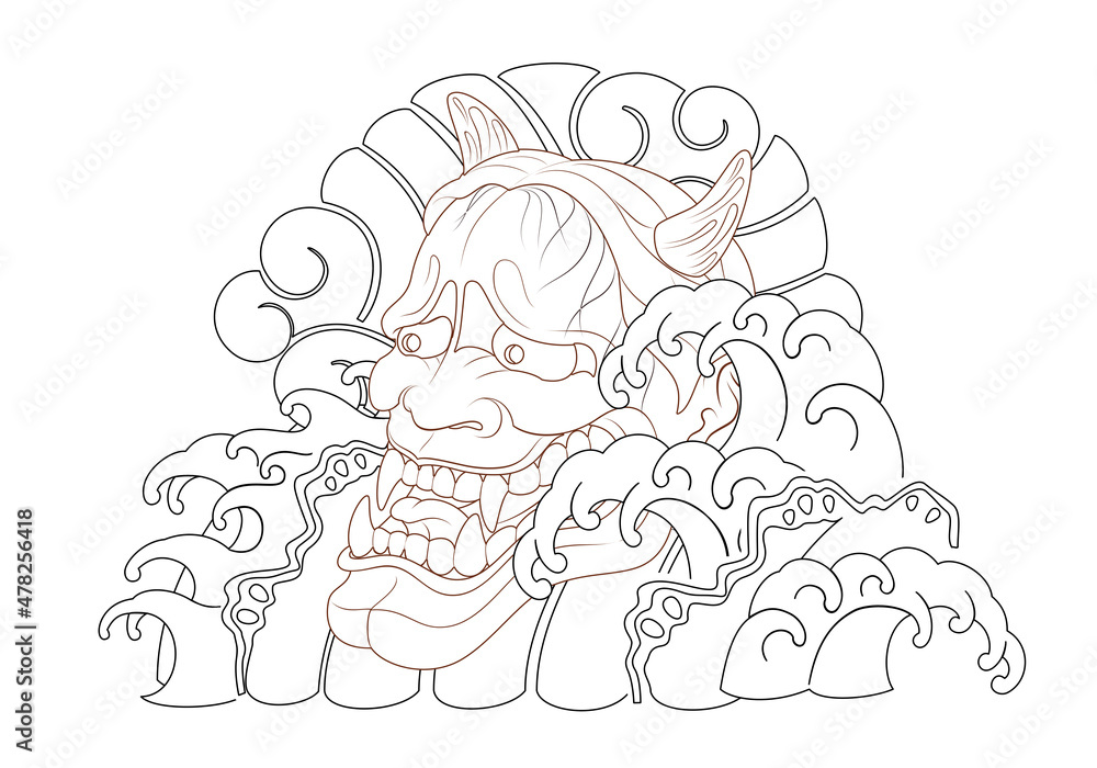 Hannya Irezumi Tattoo Pattern Line Shoulder One Point 한야 문신도안 건대타투 Hannya Irezumi Tattoo Pattern Line Shoulder One Point 한야 문신도안 건대타투