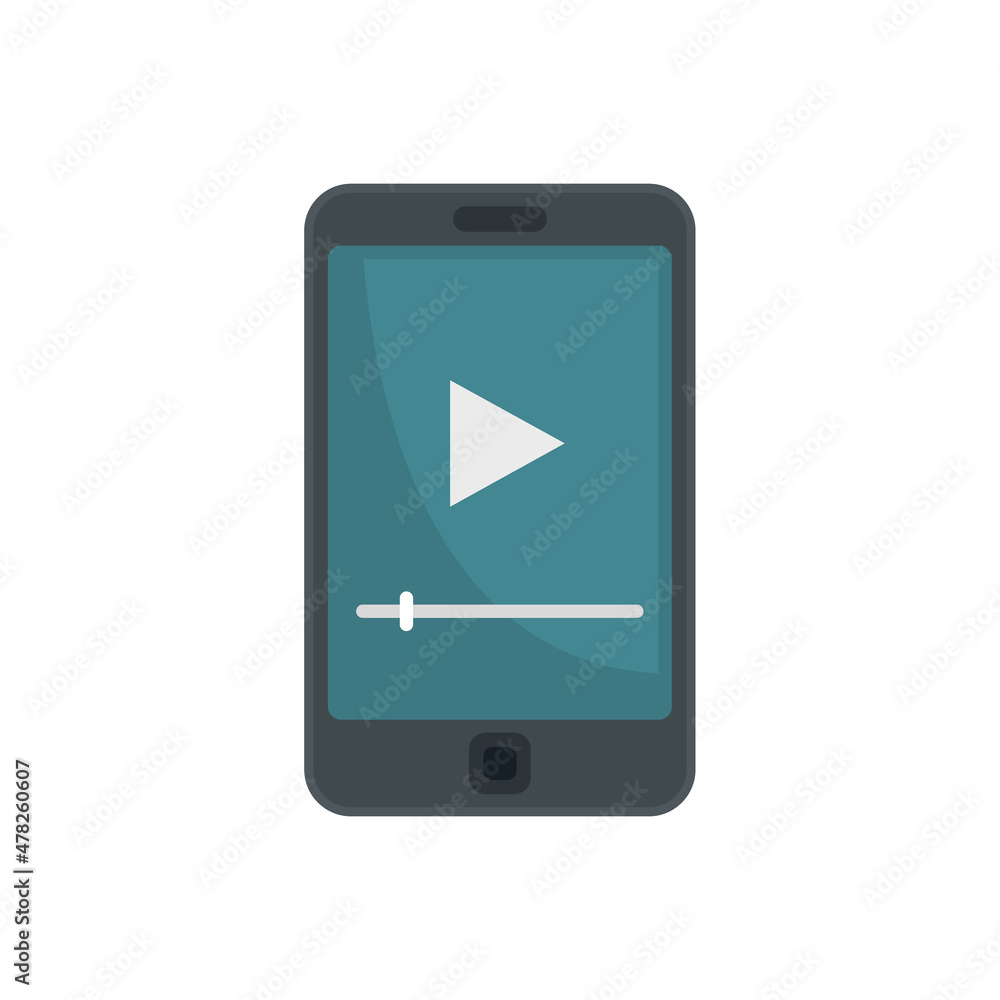 Video smartphone icon flat isolated vector Video smartphone icon flat isolated vector