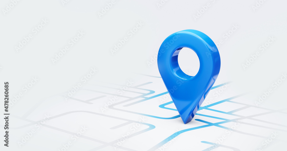 Photo & Art Print Blue location 3d icon marker or route gps