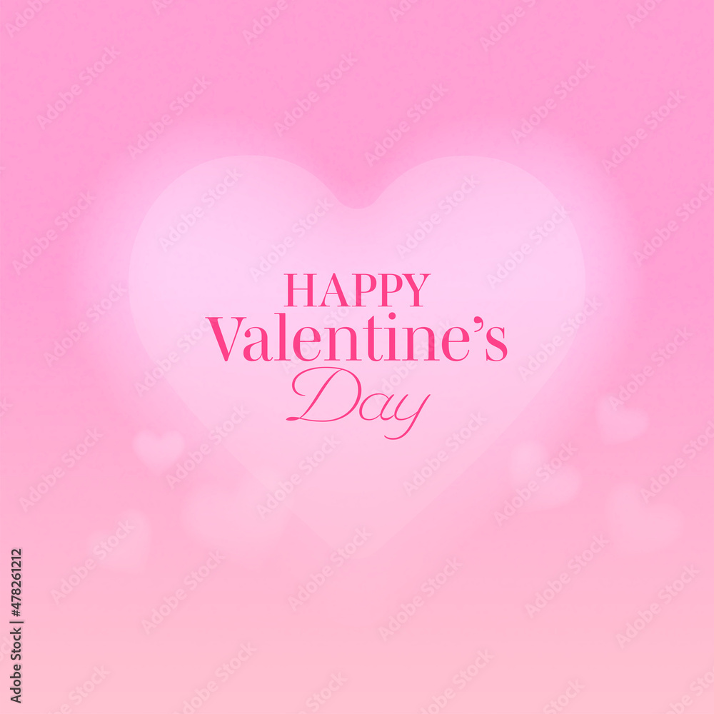 Happy Valentine's Day Font With Hearts On Glossy Pink Background.