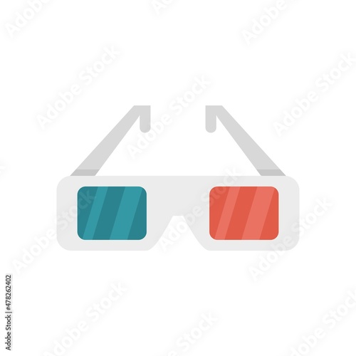 Cinema 3d glasses icon flat isolated vector