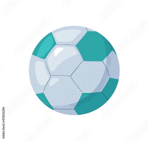 Handball ball for playing sports game. Realistic bicolor leather sphere icon....